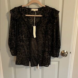 Lovestitch Black Blouse with Subtle Pattern